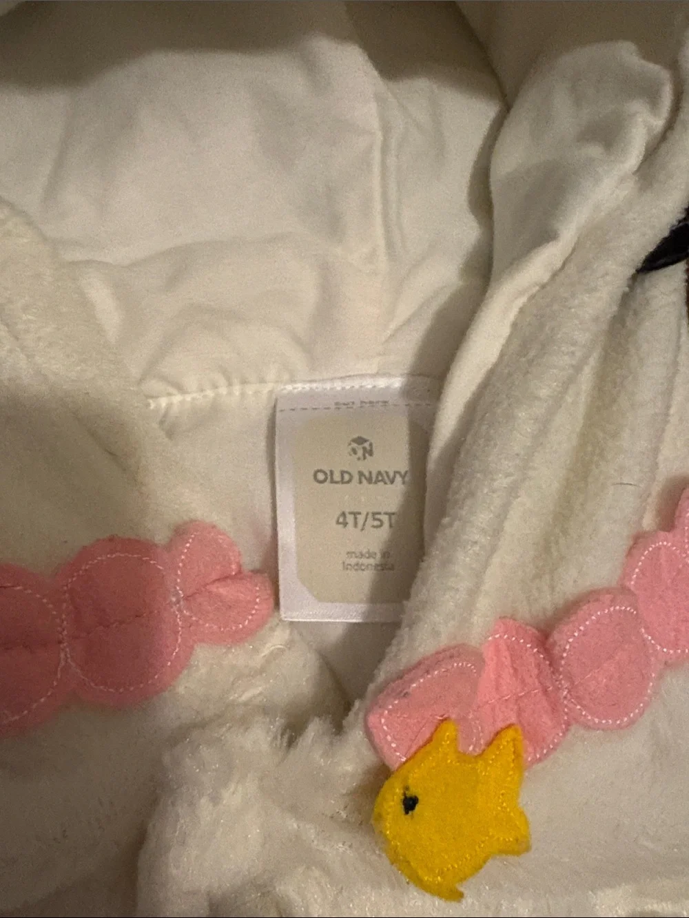 Old Navy White and Pink Plush Cat Costume Hoodie